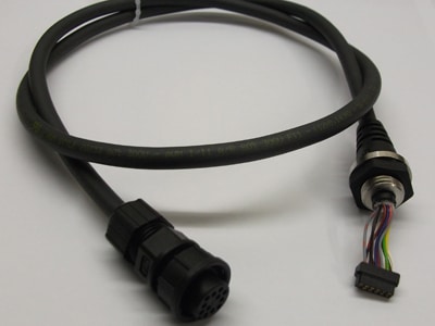 Overmoulded Connector and Cable with moulded Strain Relief